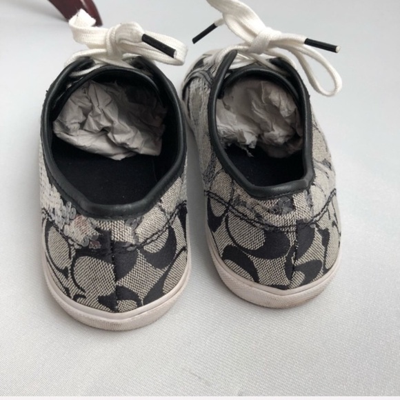 Coach Kameron black and off white signature C logo canvas sneakers - Picture 3 of 5